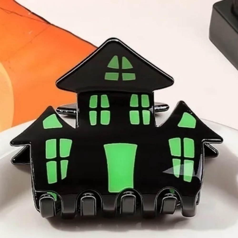 NWT Black & Green Scary Haunted Mansion Gothic Punk Grunge House Hair Claw Clip